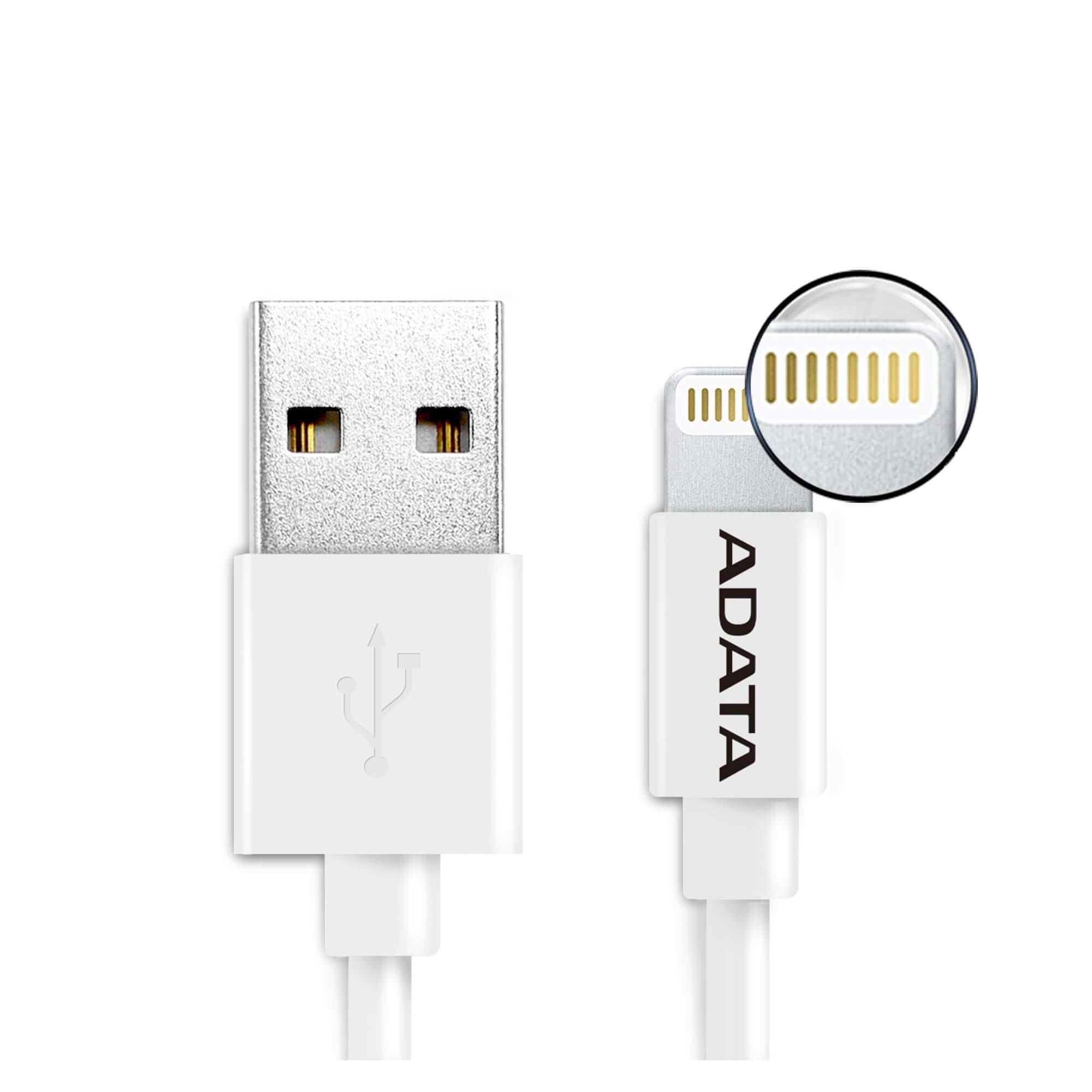 Cable Lightning ADATA AMFIPL-1M-CWH  ADATA AMFIPL-1M-CWH - USB, Lightning, Blanco Cable Lightning ADATA AMFIPL-1M-CWH  ADATA AMFIPL-1M-CWH - USB, Lightning, Blanco